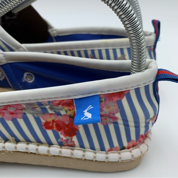 Joules Summer Espadrilles Blue White Stripe & Floral Stretch Crochet Motif UK 7 - Picture 7 of 14